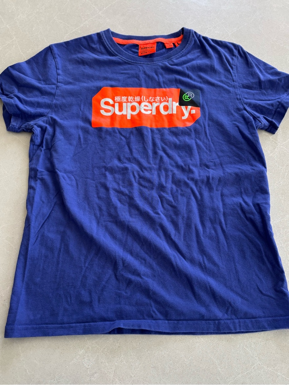 Superdry Purple Blue Short Sleeve Tee with Orange Logo Size Large